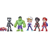 Hasbro Spidey and His Amazing Friends - F1486 - Pack 6st Actionfigurer 10cm - Spidey, Trac-e, Ghost Spider, Morales, Hulk, Panther