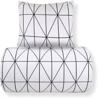 Nordstrand Dubbelt påslakanset 200x220 cm - 100% bomull - Vitt med svart harlekinmönster