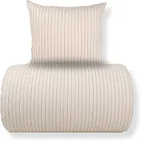 Nordstrand Dubbelpåslakanset 200x220 cm - 100% bomull - Sandfärgat med bruna ränder
