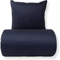 Borg Livinig Babybäddset 70x100 cm - 100% bomullssatin - Klassiska mörkblå ränder