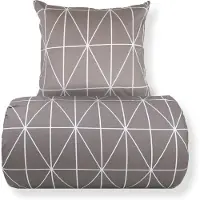 Nordstrand Dubbelt påslakan 200x220 cm - 100% bomull - Grått med vita harlekinrutor
