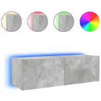 vidaXL Väggmonterad tv-bänk LED betonggrå 100x35x31 cm