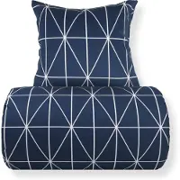 Nordstrand Dubbelt sänglinne 200x220 cm - 100% bomull - blå med vita harlekinrutor