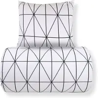 Nordstrand Dubbelt sänglinne 200x200 cm - 100% bomull - Vitt med svarta harlekinrutor