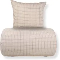 Nordstrand Dubbelt påslakanset 200x220 cm - 100% bomull - Sandfärgat med bruna rutor