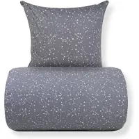 Borg Living Dubbelt bäddset 200x200 cm - 100% bomull - Zodiac grey - Vändbart med stjärnor
