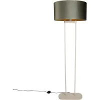 QAZQA Golvlampa beige med grön oval skärm och guldfärgad insida 50 cm - Thijmen