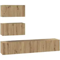 vidaXL TV-bänkset Väggmonterad 4 pcs Artisan Ek Konstruerat trä