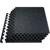 Vevor 0,56 tum tjocka gymmattor, 12 plattor gummitopp med EVA-skum, 25" x 25" gymmattor med 48 kvm täckning, sammankopplande pusselmattor för gym, hem, garage, svartvitt
