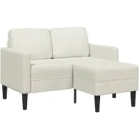 vidaXL 2-sitssoffa med schäslong L-formad gräddvit 125 cm sammet