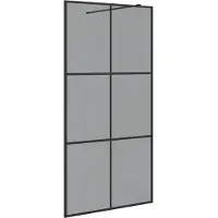 vidaXL Walk-in Duschvägg Svart 100 x 195 cm härdat glas