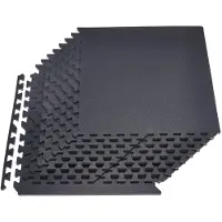 Vevor Pusselträningsmatta, 12 st. träningsmattor, 610 x 610 x 14 mm, set med gymmattor av högdensitets EVA-skum, sammankopplade mjuka gummiplattor, skyddande golvstoppning för hem, gym, kontor, svart