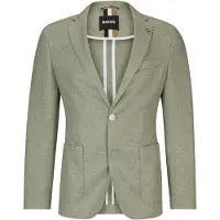 BOSS Slim-fit jacket in a micro-patterned linen blend