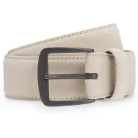 BOSS Italian-suede belt with gunmetal buckle