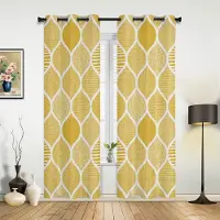 Household supplies MH Gula marockanska geometrimönstrade gardiner för sovrum, vardagsrum, draperier, kök, barnrum, fönstergardin, modern heminredning 135W x 160H(cm) x1