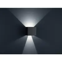 HELESTRA LED utomhus vägglampa SIRI 44 L, Svart, Aluminium / grå / zink, Modern, LED-vägglampa utomhus