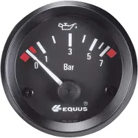 EQUUS 842095 Inbyggnadsinstrument för bil Oljetryckvisning Mätområde 0 - 7 bar Standard Gul, Röd, Grön 52 mm