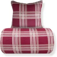 By Night Dubbelt påslakanset 200x220 cm - Kreppsängkläder - 100% bomullskrepp - Rödrutig