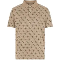 GUESS för män. M6GP04K3073 Polo 4G Jacqaurd brun (M), Casual, Bomull, Kort ärm