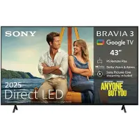 Sony Bravia 3 K-43S3 - 43" Diagonal klass (42.5" visbar) LED-bakgrundsbelyst LCD-TV - Smart TV - Google TV - 4K UHD (2160p) 3840 x 2160 - HDR - Dir...