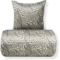 In Style Bäddset 140x220 cm - Satin - Vändbart blommigt grönt mönster