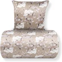 In Style Bäddset 140x220 cm - Satin - Brun vändbar blommig design