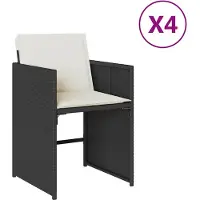 vidaXL Trädgårdsstolar med dynor 4 st svart konstrotting