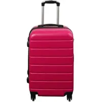 Borg Living Kabinväska - Hardcase lättvikt resväska - Erbjudanden på resväskor - Med 4 hjul - Rosa rand