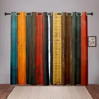 Household supplies MH 2 Delar Regnbågs Träpanel Texturerade Gardiner Bohemisk Stil Färgglatt Mönster Vardagsrum Sovrum Kök Fönsterdekor Gardiner 50W130H(CM)X2PCS&Hook
