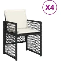 vidaXL Trädgårdsstolar set om 4 med svarta kuddar flätad resin 364949
