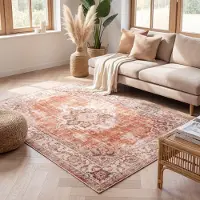 FRAAI Vintage matta | Spring Medaillon terrakotta/gräddvit | 160x230 cm | Polypropen | Medaljong | Rektangulär | Låg lugg