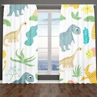 A Family Of Home Textiles 2 Panel Tecknad Dinosaur Gardiner för Barn Pojkar Flickor Sovrum Barn Vardagsrum från golv till tak Fönster Persienner cortina (75W166H)x2(CM)&Rod Pocket