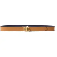 Ralph Lauren för kvinnor. 412908984009 Vändbart läderbälte med brun logotyp (M), Casual, Hud