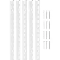 Vevor hyllpilaster, 60-tums 5-pack, dubbelspårigt upprättstående vägghyllsystem, kraftigt stödsystem med dubbla spår, 25 skruvar, lämplig för skåporganisation, förvaring, silver