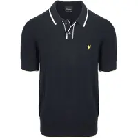 Lyle & Scott Stickad Piké med kontrastkant Mörkblå Blå Storlek