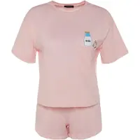 Trendyol Kort pyjamas rosa / svart / vit