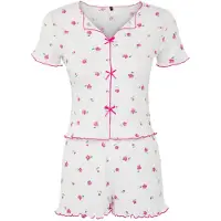 Trendyol Kort pyjamas gul / grön / mörkrosa / vit