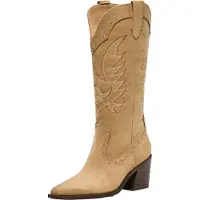 Bershka Cowboystövel beige / choklad / silver / vit