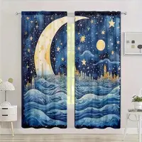 Yiran Furniture 2 ST Svarta Gardiner Astronaut Rymd Astronaut Fönstergardiner Planeter Rymdfärjor Kosmiskt Äventyr Heminredning Stångficka För Sovru 140W160H(CM)55x63in&Rod Pocket gray