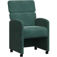 vidaXL Matstolar med hjul 2 pcs Mörkgrön 58 x 65 x 98 cm Sammet