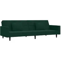 vidaXL Bäddsoffa 2-sits med två kuddar mörkgrön sammet