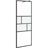 vidaXL Walk-in Duschvägg Svart 80 x 195 x 0.5 cm Glas och Aluminium