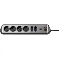 Brennenstuhl 1153590610 Bordskontaktdosa Silver, Svart Skyddskontakt 1 st