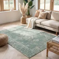 FRAAI Vintage matta | Spring Ethnic grön/gräddvit hos Volero | 80x150 cm | Polypropen | | Rektangulär | Låg lugg