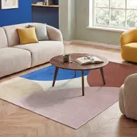 FRAAI Geometrisk matta | Swing Circles blå/rosa hos Volero | 120x170cm | Polyester | Geometrisk | Rektangulär | Plattvävd