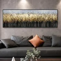 Second Art Museum Stor storlek Abstrakt träd Oljemålning på duk Skog Sunshine affischer och utskrifter för vardagsrummet sängbordsmålning Heminredning 60cm×150cm NoFrame