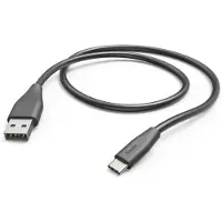 Hama USB-laddningskabel USB 2.0 USB-A kontakt, USB-C-kontakt 1.50 m Svart PVC-mantel 00201595