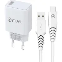 Muvit Paket Usb-transformator Och Type-c-kabel 1.2m 2.4a 3a 12w