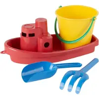 Dantoy Sandleksaker - 4 Delar - Skepp/Hink - Röd - - One Size - Sandleksaker