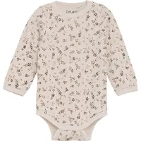 CeLaVi Body l/ä - Ull/Viskos - Rödbrun m. Blommor - - 80 - Body L/Ä